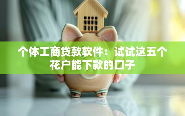 个体工商贷款软件：试试这五个花户能下款的口子