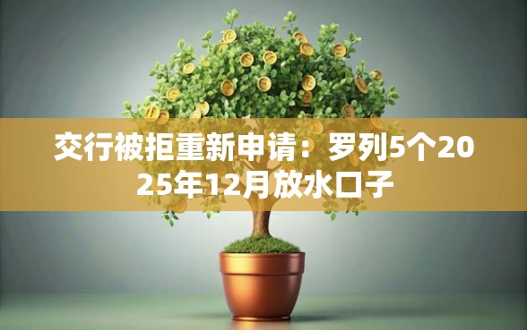 交行被拒重新申请：罗列5个2025年12月放水口子