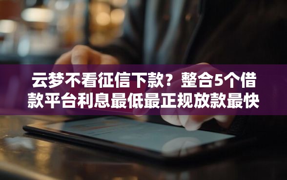 云梦不看征信下款？整合5个借款平台利息最低最正规放款最快