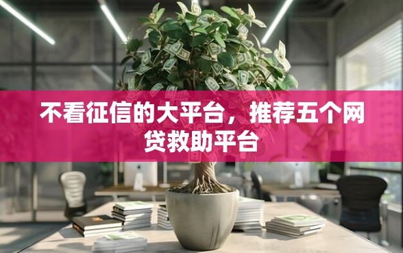 不看征信的大平台，推荐五个网贷救助平台