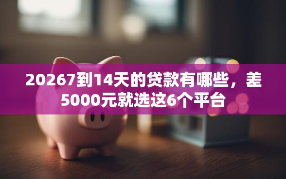 20267到14天的贷款有哪些，差5000元就选这6个平台