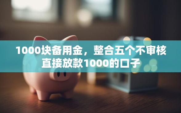1000块备用金，整合五个不审核直接放款1000的口子