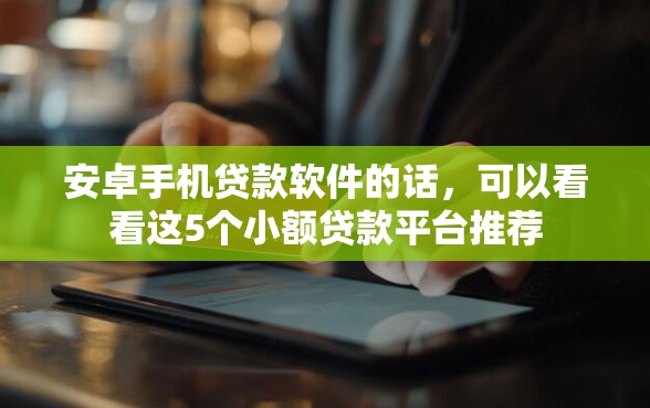 安卓手机贷款软件的话，可以看看这5个小额贷款平台推荐