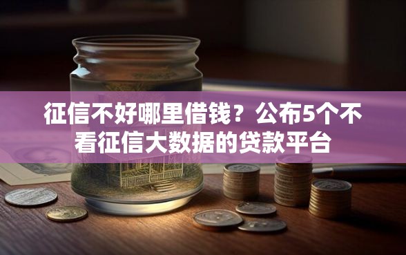 征信不好哪里借钱？公布5个不看征信大数据的贷款平台