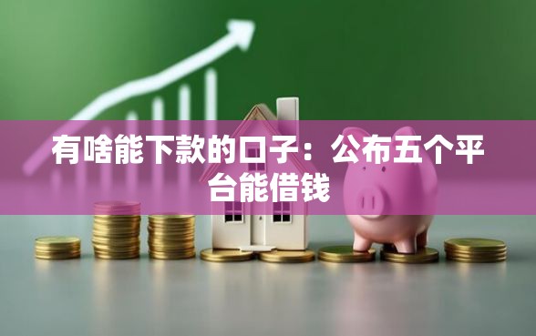 有啥能下款的口子：公布五个平台能借钱