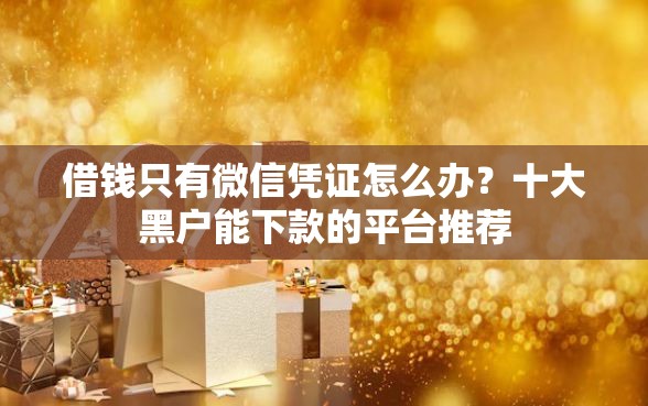借钱只有微信凭证怎么办？十大黑户能下款的平台推荐