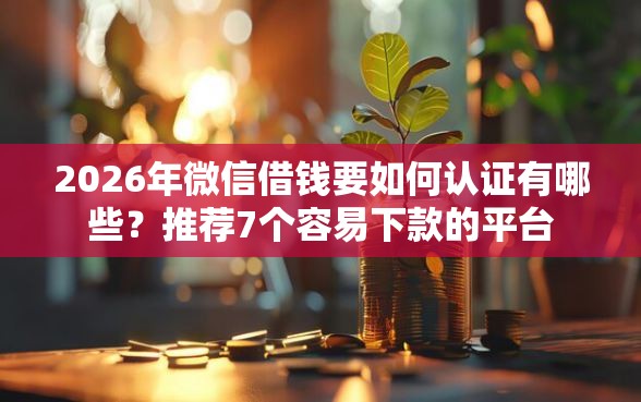 2026年微信借钱要如何认证有哪些？推荐7个容易下款的平台