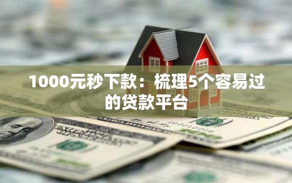 1000元秒下款：梳理5个容易过的贷款平台