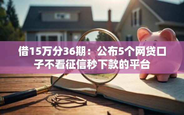 借15万分36期：公布5个网贷口子不看征信秒下款的平台
