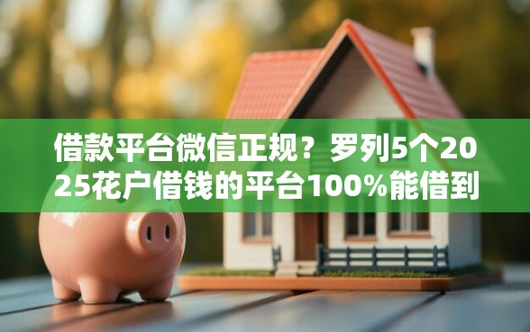 借款平台微信正规？罗列5个2025花户借钱的平台100%能借到