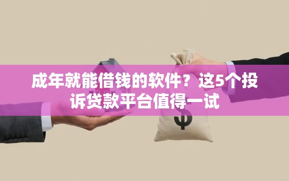 成年就能借钱的软件？这5个投诉贷款平台值得一试