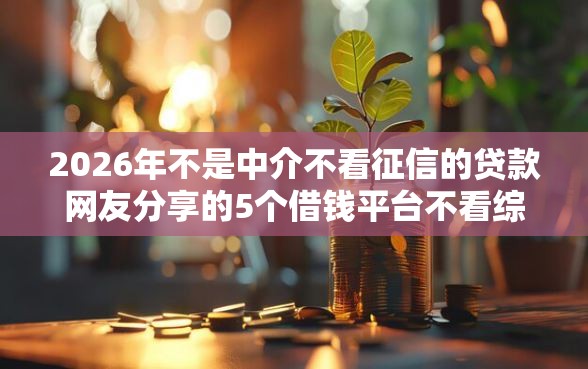 2026年不是中介不看征信的贷款网友分享的5个借钱平台不看综合评估的口子我觉得不错！