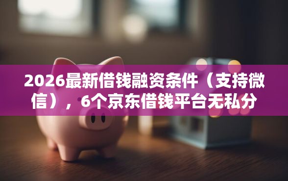 2026最新借钱融资条件（支持微信），6个京东借钱平台无私分享