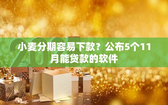 小麦分期容易下款？公布5个11月能贷款的软件
