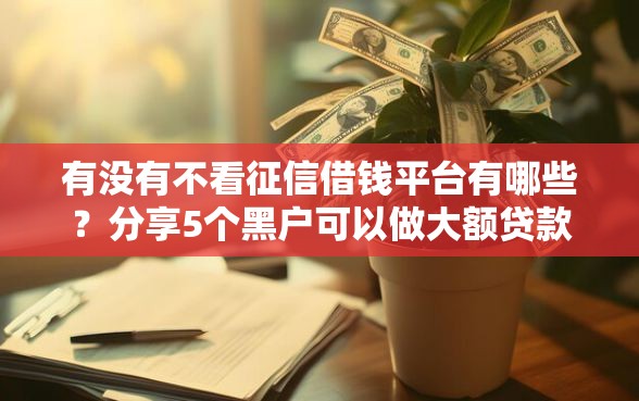 有没有不看征信借钱平台有哪些？分享5个黑户可以做大额贷款平台