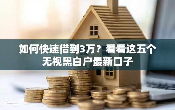 如何快速借到3万？看看这五个无视黑白户最新口子