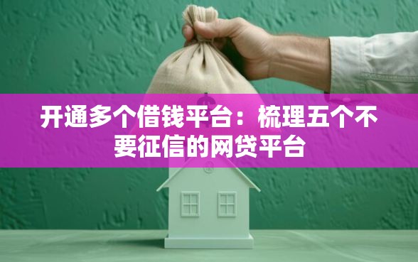 开通多个借钱平台：梳理五个不要征信的网贷平台
