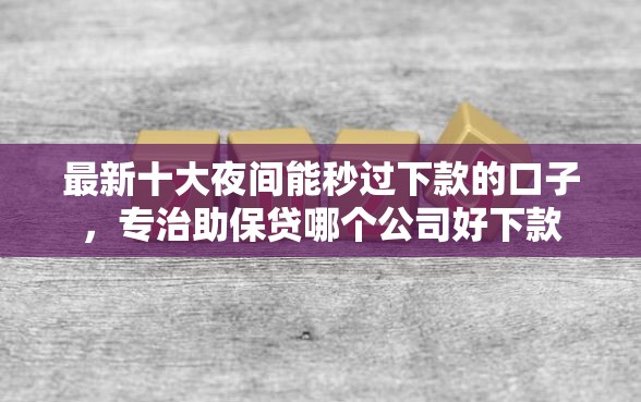 最新十大夜间能秒过下款的口子，专治助保贷哪个公司好下款