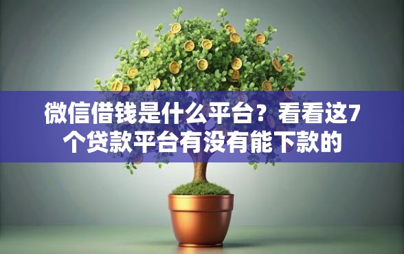 微信借钱是什么平台？看看这7个贷款平台有没有能下款的
