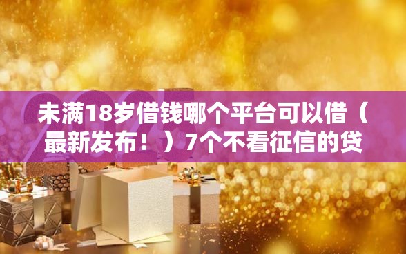 未满18岁借钱哪个平台可以借（最新发布！）7个不看征信的贷款口子