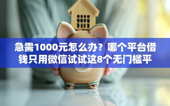急需1000元怎么办？哪个平台借钱只用微信试试这8个无门槛平台