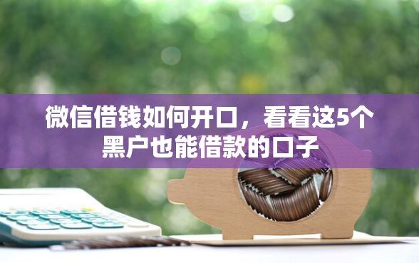 微信借钱如何开口，看看这5个黑户也能借款的口子