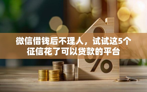 微信借钱后不理人，试试这5个征信花了可以贷款的平台