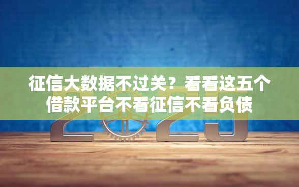 征信大数据不过关？看看这五个借款平台不看征信不看负债