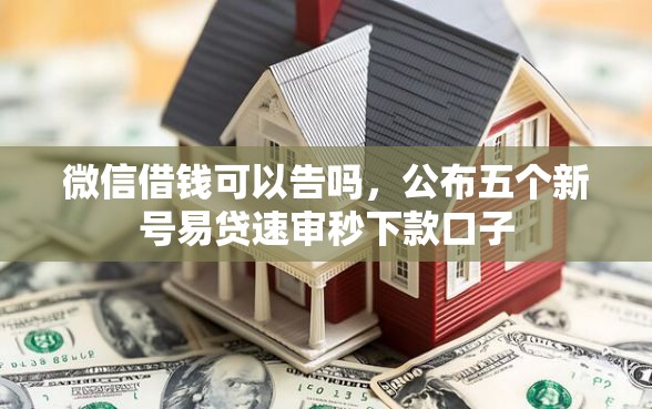 微信借钱可以告吗，公布五个新号易贷速审秒下款口子