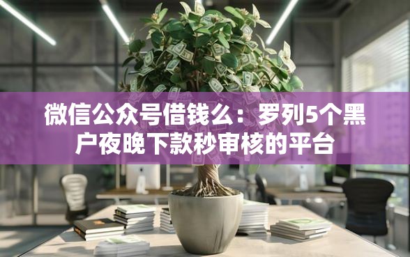 微信公众号借钱么：罗列5个黑户夜晚下款秒审核的平台