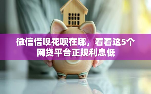 微信借呗花呗在哪，看看这5个网贷平台正规利息低