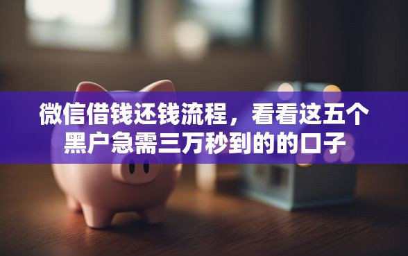 微信借钱还钱流程，看看这五个黑户急需三万秒到的的口子