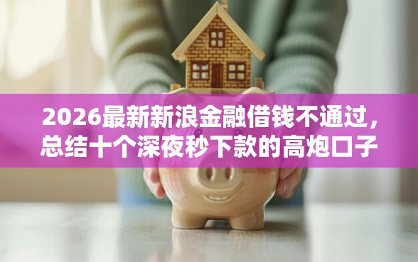 2026最新新浪金融借钱不通过，总结十个深夜秒下款的高炮口子！
