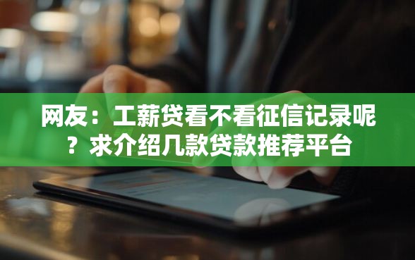 网友：工薪贷看不看征信记录呢？求介绍几款贷款推荐平台