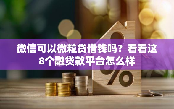 微信可以微粒贷借钱吗？看看这8个融贷款平台怎么样