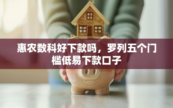 惠农数科好下款吗，罗列五个门槛低易下款口子