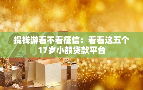 提钱游看不看征信：看看这五个17岁小额贷款平台