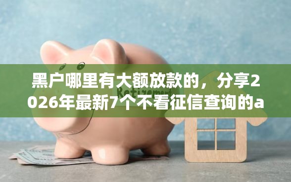 黑户哪里有大额放款的，分享2026年最新7个不看征信查询的app