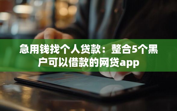 急用钱找个人贷款：整合5个黑户可以借款的网贷app