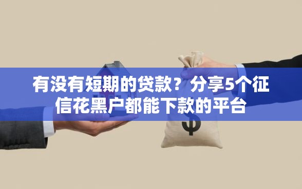 有没有短期的贷款？分享5个征信花黑户都能下款的平台