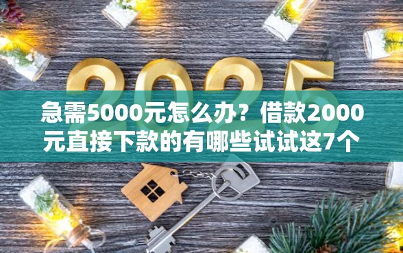 急需5000元怎么办？借款2000元直接下款的有哪些试试这7个无门槛平台