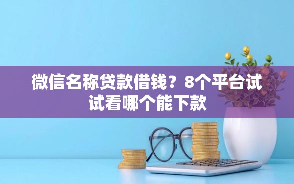 微信名称贷款借钱?8个平台试试看哪个能下款 微信名称贷款借钱?8个平台试试看哪个能下款