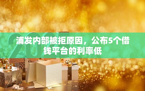 浦发内部被拒原因，公布5个借钱平台的利率低