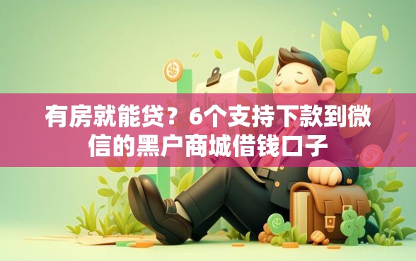 有房就能贷？6个支持下款到微信的黑户商城借钱口子