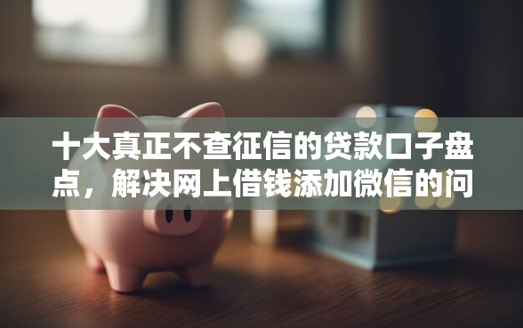 十大真正不查征信的贷款口子盘点，解决网上借钱添加微信的问题