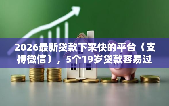 2026最新贷款下来快的平台（支持微信），5个19岁贷款容易过审批的口子无私分享