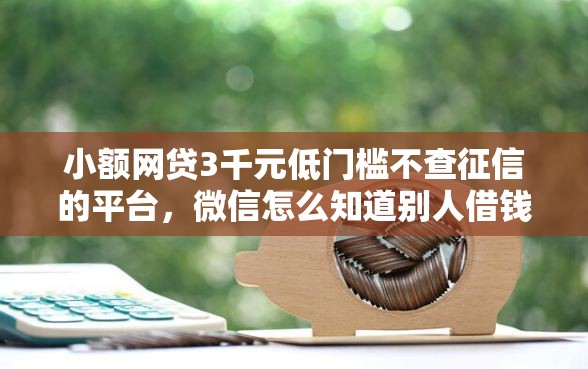 小额网贷3千元低门槛不查征信的平台，微信怎么知道别人借钱了的8个平台介绍