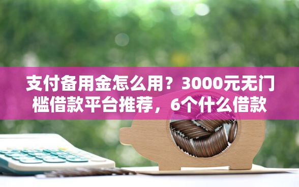 支付备用金怎么用？3000元无门槛借款平台推荐，6个什么借款软件绝对能借到钱盘点