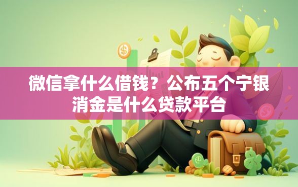微信拿什么借钱？公布五个宁银消金是什么贷款平台