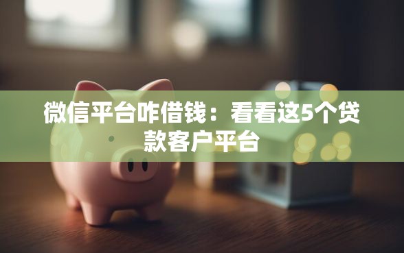 微信平台咋借钱：看看这5个贷款客户平台